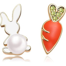 Easter Earrings, 1 Pair Rabbit Easter Earrings, Jewellery, Rabbit, Ladies, Girls, Carrot Earrings, Easter Beads, Gift for Daughter, Wife, Girlfriend, Bestie, 1, No Gemstone