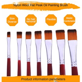 jowoart Two-Color Nylon Hair Flat Head Oil Brush 12 pcs Sets of Brushes Art Water-Colour Paint Brush School Educational Supplies