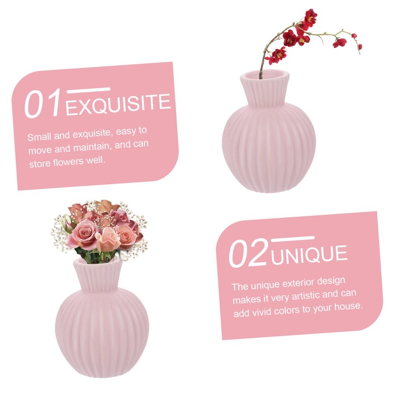 BIUDECO 1Pc Chic Pink Ceramic Flower Vase for Home Decor