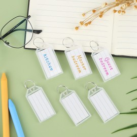 ZEFAN Pack of 48 Plastic Key Fobs, 5.8 x 2.8 cm Key Fob Can Be Written On White Key Tags for Labelling Keys, Luggage and Pets
