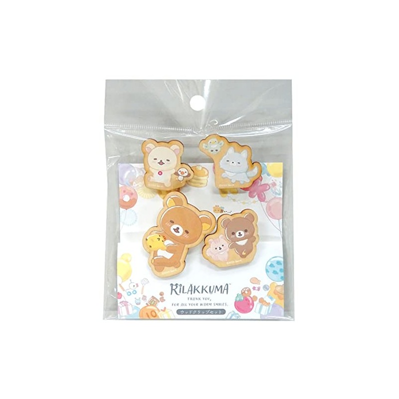 NaganoFactory Rilakkuma Clip Set of 4 Nikoniko Happy for you