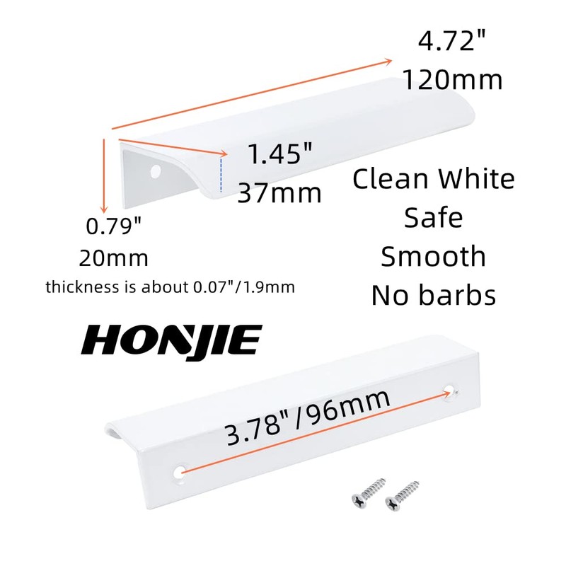 HONJIE 10Pcs 4.72" White Arc Surface Pull,White Edge Pulls Furniture