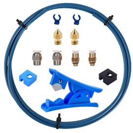 3D Printer Bowden Tube 1.75MM, 2M PTFE Tube Kit Filament Teflon Tube with PC4-M6 & PC4-M10 Pneumatic Fittings, Tube Cutter, MK8 Nozzles, Silicone Sleeves for 3D Printer Upgrade