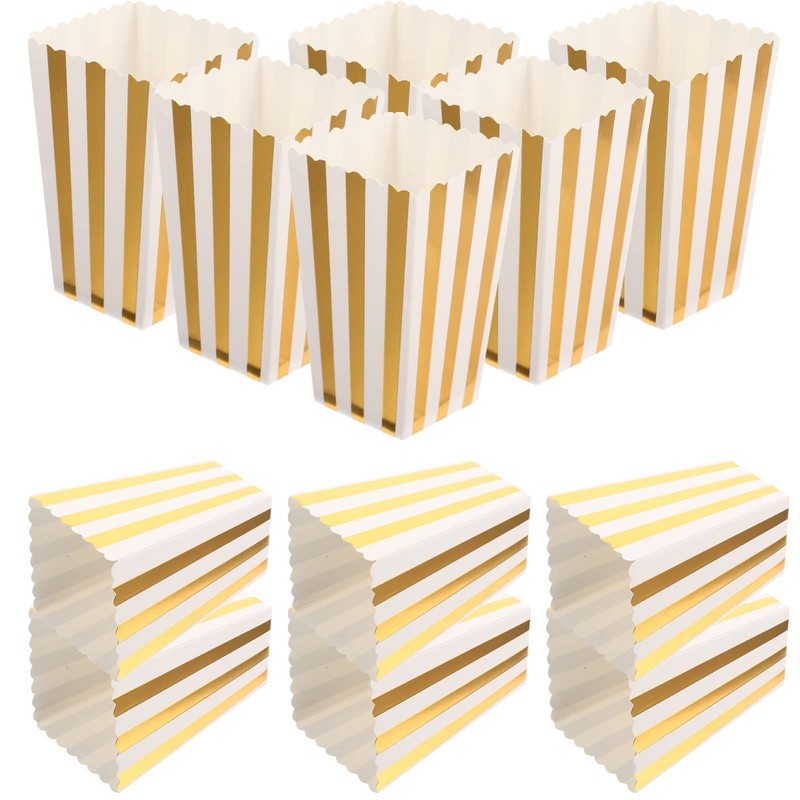 NUOBESTY 24pcs Paper Popcorn Boxes, Cardboard Candy Container Mini Popcorn