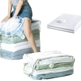 Vacuum Storage Bags, Space Saver Sealer Bags, Airtight Compression Bags, Jumbo Cube (40x31x15 Inch), 80% Compression Bags for Clothing, Comforters, Bedding, Closet Organization, Moving, 2 Pack