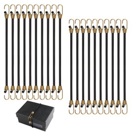 20 Pack Heavy Duty Bungee Cords with Hooks, 10 Inch Mini Bungee Cords, Small Stretchy Cord Perfect for Luggage Strapped Down in Outdoor Camping, Luggage, Roof Racks, Tents, Tarps, Bikes, Car, Rvs