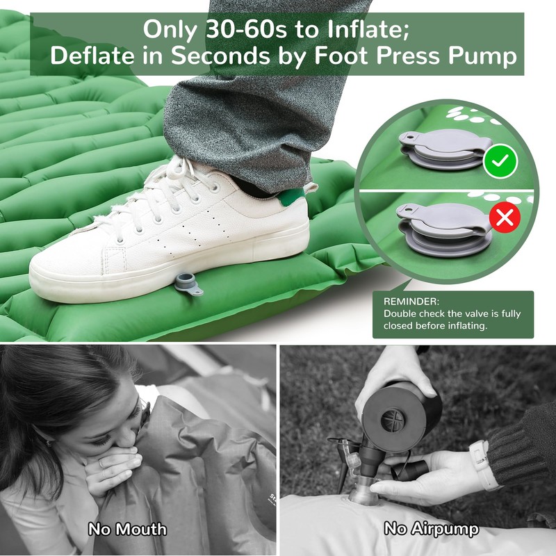 RISEPRO Camping Sleeping Pad Air Mattress - Inflatable Ultralight Ergonomic