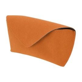 X AUTOHAUX Car Sunglasses Case with Magnetic Universal Sun Visor Sunglasses Holder for Car Suede Orange 17.5x8cm 1 Pcs