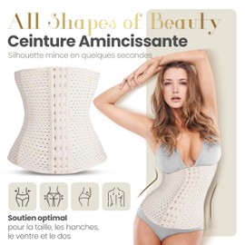 MW & Partner - Waist Trainer with Soft Steel Rods - Sports Under-bust Corset (Black & Beige) - Corset - Waist Cincher - Shaper - Waist Shaper - Also Plus Sizes (XS - 6XL) - beige, size: 3XS