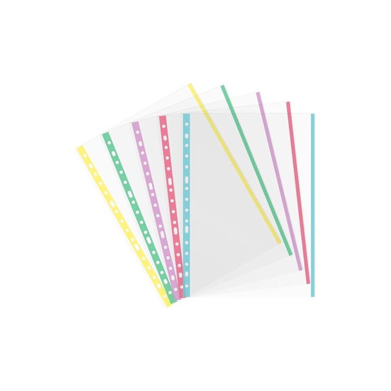 Grafoplás Pocket with 25 Perforated Sleeves, Pastel Trim, Folio Size,