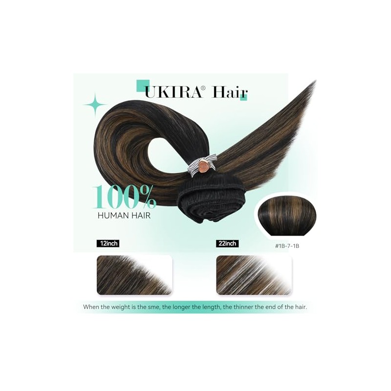 Ukira Extensiones De Cabello Con Clip En Cabello Humano Real,