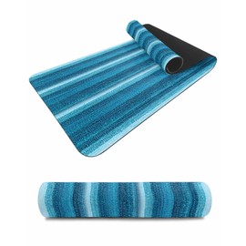 Teal Blue Striped Heat Insulation Trivet & Table Runner Modern Abstract Gradient Stripe Texture Hot Dishes Mat Table Protector Hot Pots Pans Pads Waterproof Placemats for Countertops 48x12 Inch