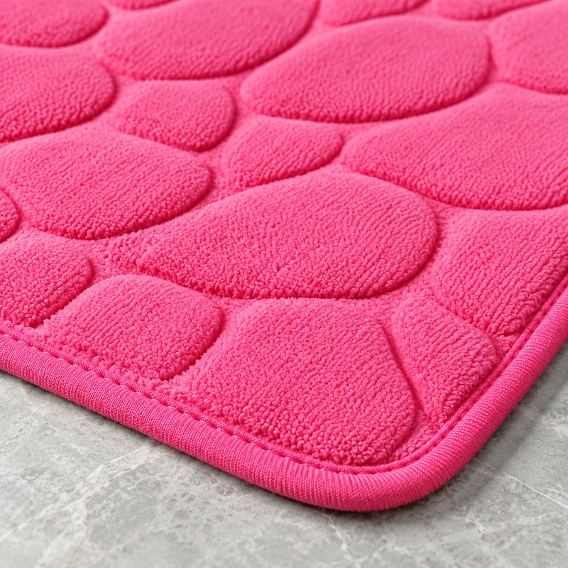 Embossed Pebble Microfiber Bath Mat with Anti-Slip Backing, Soft Floor