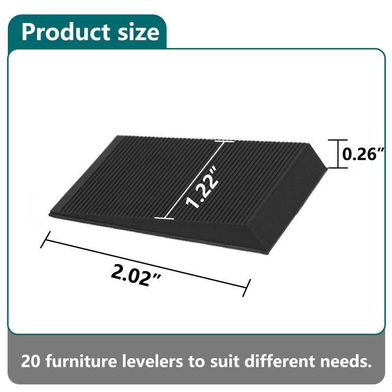 Furniture Levelers, 20Pcs Flexible Multi-Purpose Rubber Shims for Leveling -