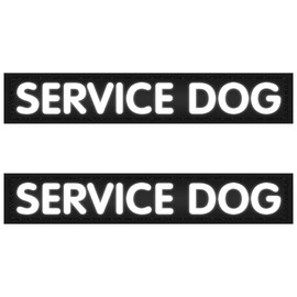 IronSeals Set of 2 Reflective Dog Vest Harness Patches, Removable Service Dog Patches with Reflective Printed Letters for Emotional Support Therapy Dog Vest Harness Collar or Leash