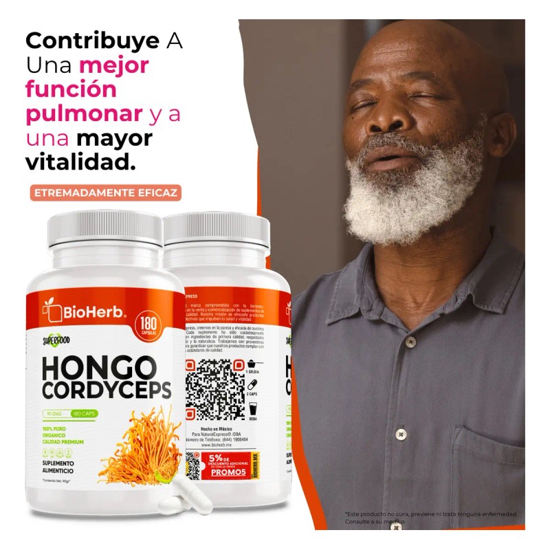 Bioherb Hongo Cordyceps Militaris Extracto 100 Puro Potente Adaptogeno Natural