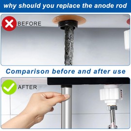PODOY Magnesium Anode Rod for Hot Water Heater,Compatible with Rheemm A.O. Smithh Giantt,Reliancee Richmondd,Hex Head 3/4" NPT x 44" Corroation Protect Anode Rod for Home Water Tank