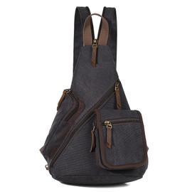 KL928 Men's Body Bag, Shoulder Bag, Cross-Body Bag, Large Capacity, Lightweight, One Shoulder Bag, Canvas, Waterproof, School, Commuting, Travel, Bicycle, Sports, Outdoor Activities, Women's, Black