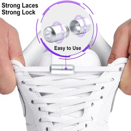 [VICT POPU] Elastic Shoe Laces for Adults Kids, Tieless Shoe Laces with Metal Buckle, No Tie Shoelaces, Pink