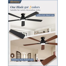 Fanbulous 60 inch Ceiling Fans with Lights, Smart Flush Mount Ceiling Fan and Remote APP, Modern Low Profile, 3CCT 20W LED with 6-Speeds Quiet Reversible Motor for Bedroom, Living Room, Kitchen, Black