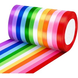 Bukuhlio 18 Farben Geschenkband, 10mm x 22m Polyester Satinband, Schleifenband Seidenband, Stoffband für Kleid Hochzeit, Taufe und Geburtstag Geschenke,Satin Dekoband, Deko Band Geschenkverpackung