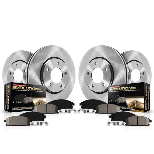 Power Stop Front and Rear KOE4100 Stock Replacement Brake Pad and Rotor Kit Autospecialty [2.5L 2006-2012 Rav 4 Models With 2 Row Seat & 2013-2018 Rav4 Models With 275mm Front Rotors]