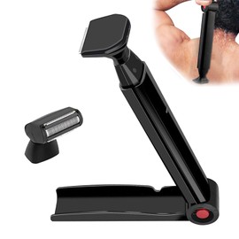 Back Hair Razor, Men's Back Razor with 2 Shaving Heads, Foldable Back Razor, Man's Back Hair Removal, Epilator, Men's Body Razor with Ergonomic Handle for Face, Arm, Chin