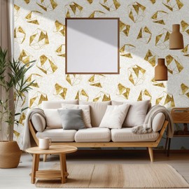 Akodm Gold Diamond Geometric Wallpaper Peel and Stick Modern Self Adhesive Removable Contact Paper Waterproof Renter Friendly Luxury Thick Vinyl Minimalist for Bathroom Kitchen Wallpaper 17.7"x 70.8"