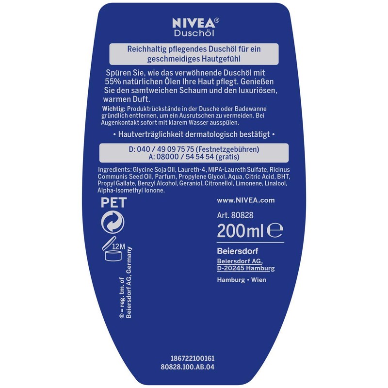 Nivea Natural Shower Oil, Pack of 2 (2 x 200