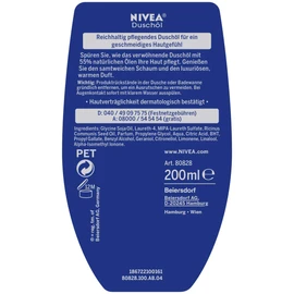 Nivea Natural Shower Oil, Pack of 2 (2 x 200 ml), Mild Cleansing for Dry Skin with Natural Oils