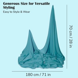 Zari Hijabeez Premium Lycra Jersey Hijab Scarves -Turban Head Wraps for Women, Fashion Headbands Long Plain Muslim Shawls (Teal)