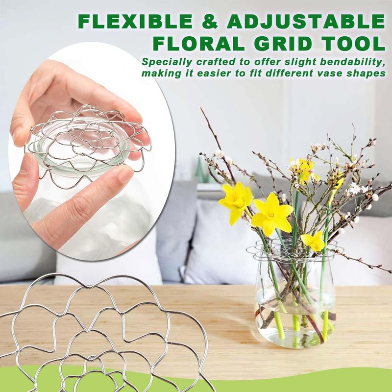Eyech 3PCS Flower Arrangement Holder, 4", 5", 6" Metal Flower