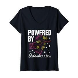 Womens Elderberry Fan - powered by elderberries V-Neck T-Shirt