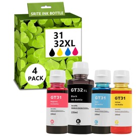 31 32XL Ink Bottle Set Refill Compatible for Smart Tank 5101 7301 7602 7001 6001 Plus 551 651 455 457 450 All-in-One Ink-Tank Printers (4-Pack，BCMY)