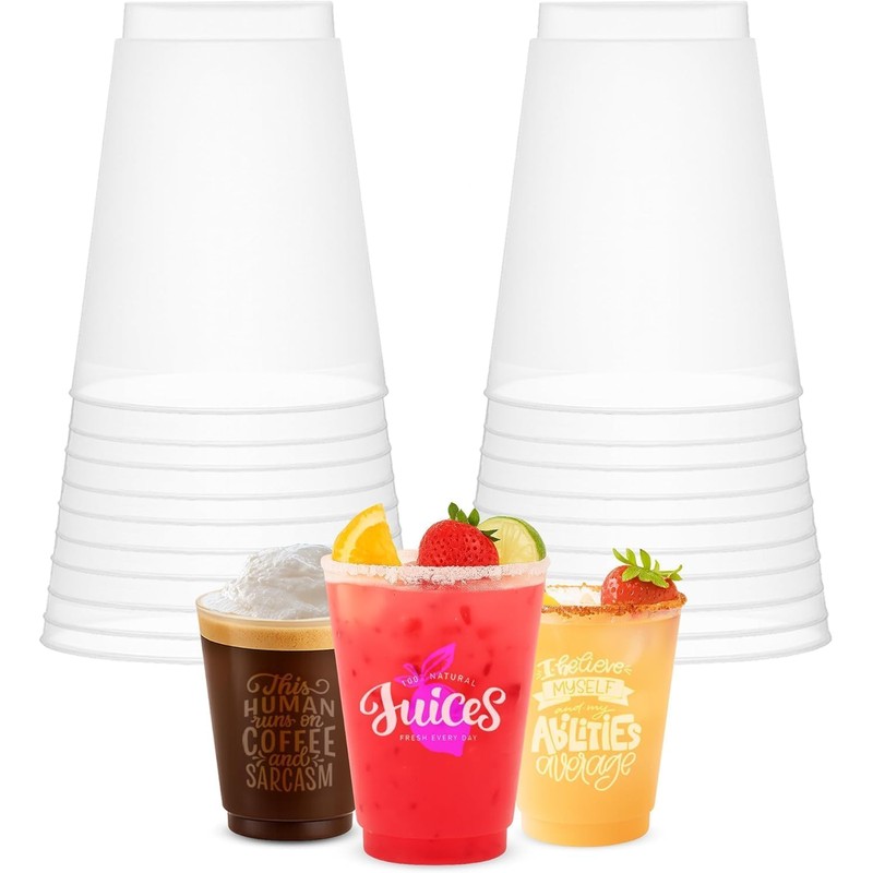 Concession Essentials – 12oz Frost Flex Plastic Cups – Shatterproof