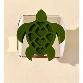 Honu Turtle Shell in 3D - 2 inch Trailer Hitch Cover Chrome w Army Green - Love Hawaii Hawaiian