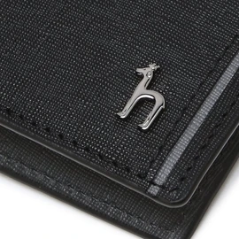 Hazzys (대전신세계)COLOR POINT 블랙 배색포인트 소가죽 슬림 반지갑  HJWA5F330BK (Daejeon Shinsegae) COLOR POINT Black Contrast Point Cowhide Slim Wallet HJWA5F330BK