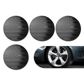 Dogary 4 PCS American Flag Pattern Car Hub Center Cover, Waterproof Round Sticker Replacement, 2.2" x 2.2" Hub Cover Sticker Decoration Accessories, Suitable for Most Car Models (Black)​