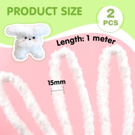 TOAOB 2pcs Thick Pipe Cleaners White Chenille Stems for Crafts Fuzzy Sticks Craft Supplies for DIY Projects and Craft Supplies Decorations