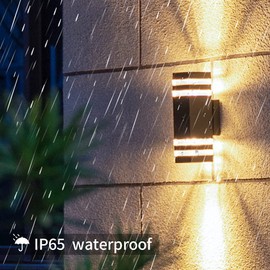 Tenlison 2 Pack Outdoor Wall Light Modern Waterproof Up Down Aluminum Cylinder LED Fixtures Dual Head Lamp With E26E27 Socket AC85-277V for Courtyard Garden Porch Corridor.(Including bulb), 2P
