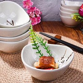 Japanese Dipping Sauce Bowls Set of 5, White Ceramic Sushi Dish Porcelain Dipping Cups