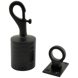 36mm Powder Coated Black Trigger Hook And Eye Plate Decking Barrier Rope Fittings Set
