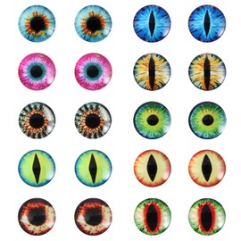 TOAOB 20pcs Glass Dragon Eyes Assorted Colors Cabochon Eyes 20mm Half Round Dragon Eyes for Clay Doll Making Sculptures Props and DIY Jewelry Making Findings