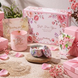 Flower Blanket Gift Basket for Women, Get Well Self Care Package (Pink)