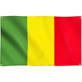 Runesol Mali Flag, 91 x 152 cm, 4 Eyelets, One in Each Corner, Malian Republic Flag, Tricolour, Premium Flags for Indoor and Outdoor Use, Africa Day, Malia, Vibrant Colours