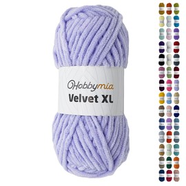 HobbyMia Velvet XL - Chenille Yarn for Crocheting - 100g / 74yds - (6) Super Bulky Yarn - Fluffy Yarn for Crochet - Plush Soft Yarn for Crocheting Baby Blankets (14146 - Languid Lavender, 1 Skein)
