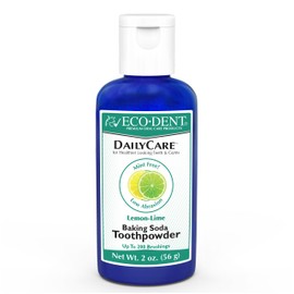 Eco-Dent DailyCare Baking Soda Toothpowder, Lemon-Lime – SLS & Fluoride-Free Toothpaste Powder with Minerals & Essential Oils, Toothpaste Alternative + DailyRinse Single-Use Pack