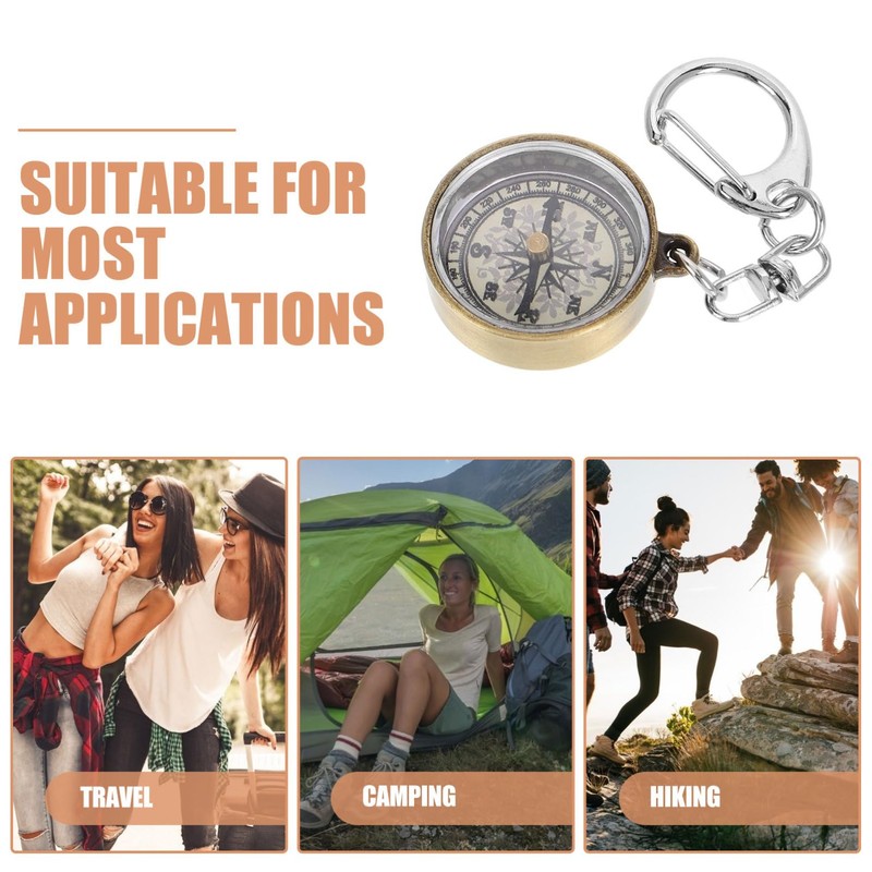 WHAMVOX Robust Copper-zinc Alloy Compass Keychain Portable Compact Pocket Compass