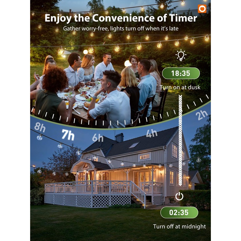 addlon 100FT Solar String Lights Outdoor with Remote, 54 LED