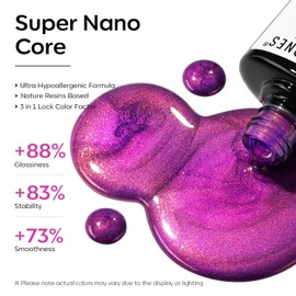 modelones Gel Nail Polish, 15 ML Chameleon Purple Gel Polish Pink Holographic Nail Polish Hot Pink Shimmer Glitter Gel Polish Soak Off LED Winter Nail Art Gel DIY Salon Gift for Women